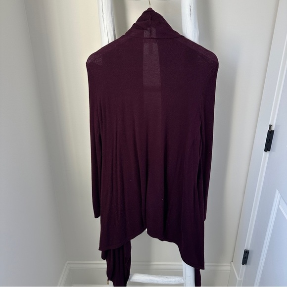 Leith Drape Front Long Duster Lightweight Cardigan Burgandy SZ Medium - Picture 3 of 10